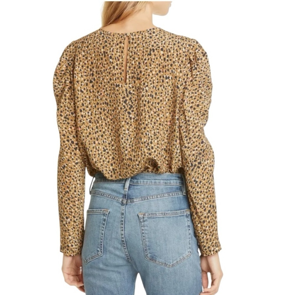 Dolan Animal Print Long Puff Sleeve Crew Neck Casual Pullover Top Women’s Small - Picture 3 of 10